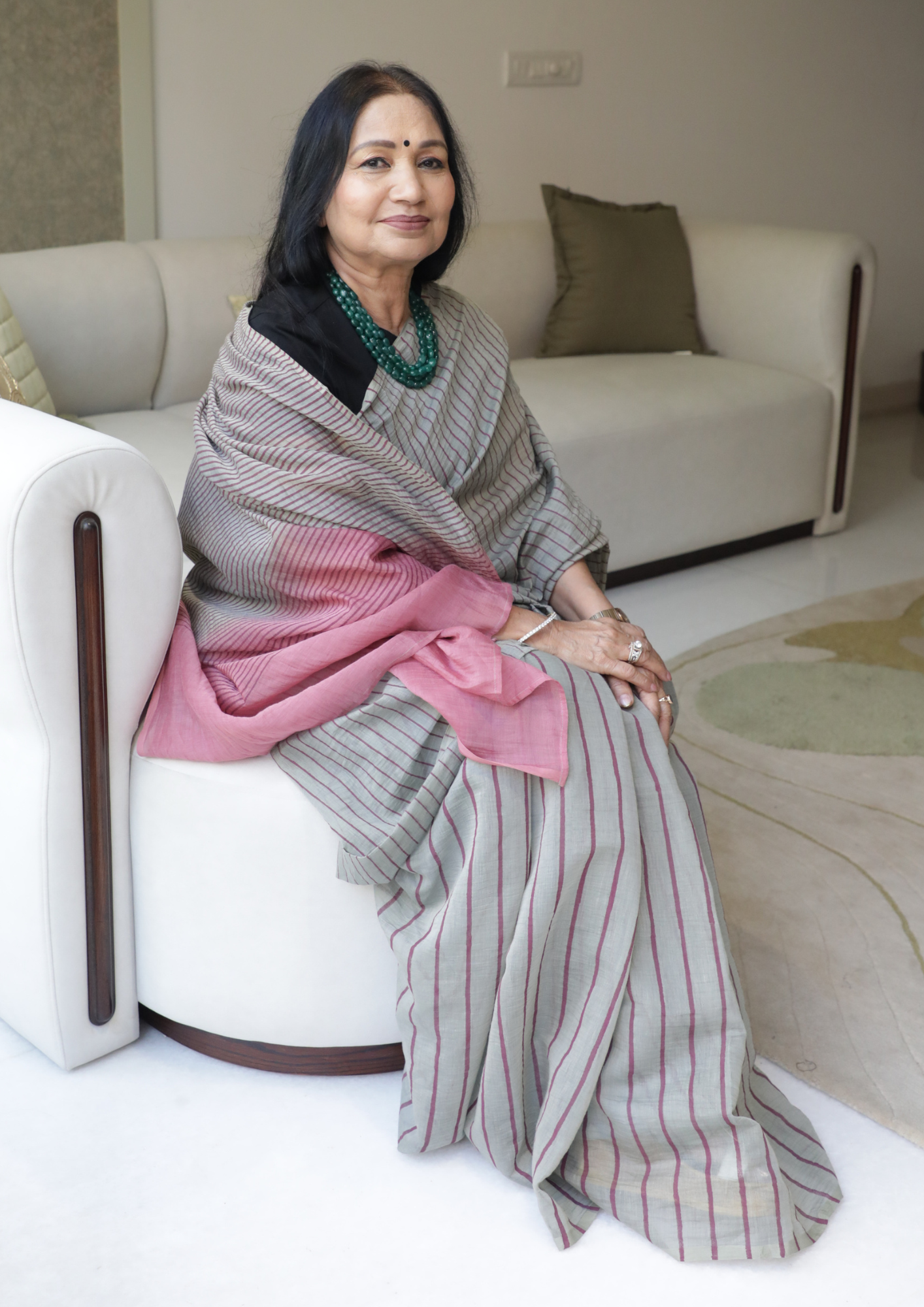 Smoke Grey Chanderi Silk Handblock Printed Saree