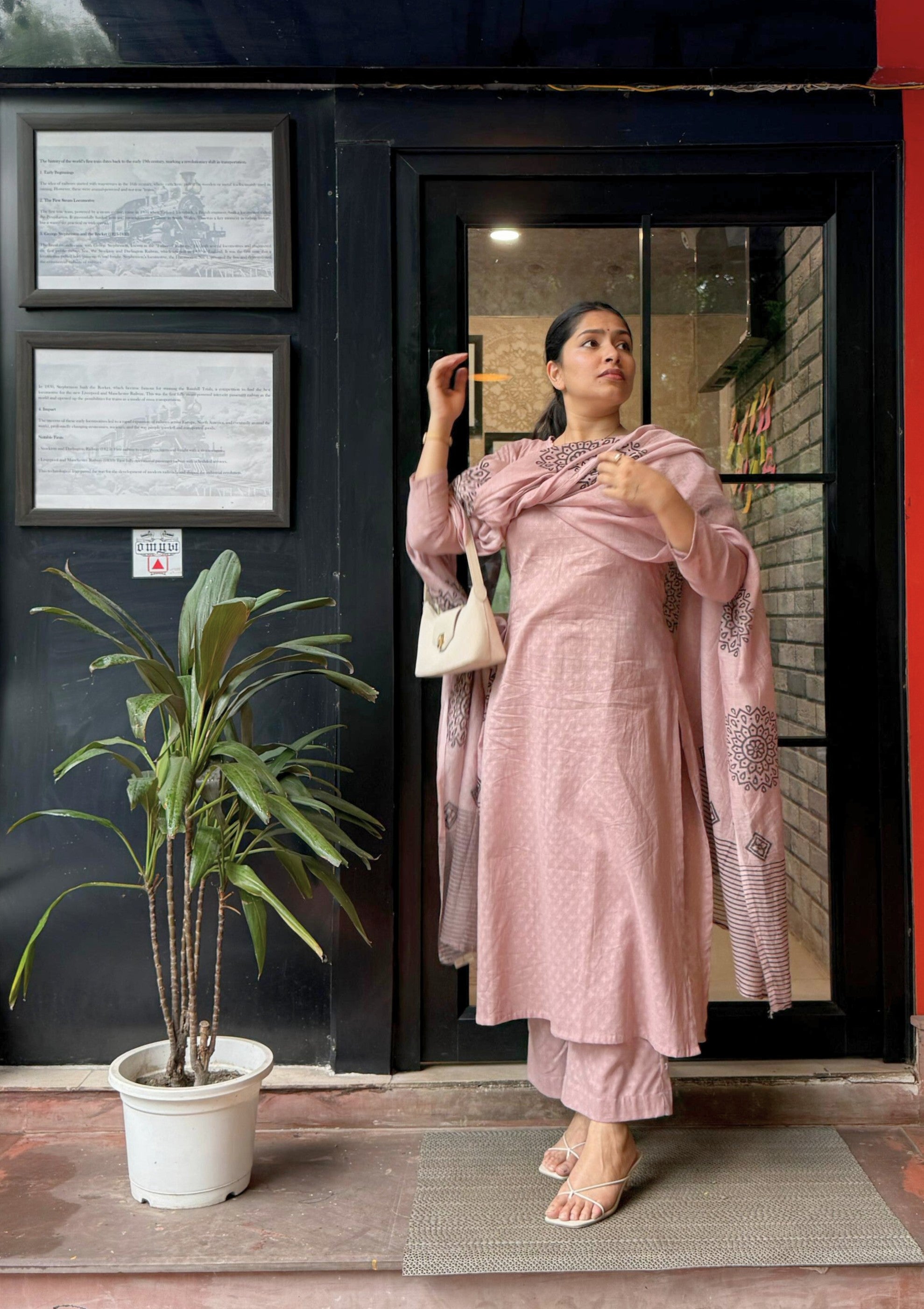 Old Rose Pure Cotton Suit Set