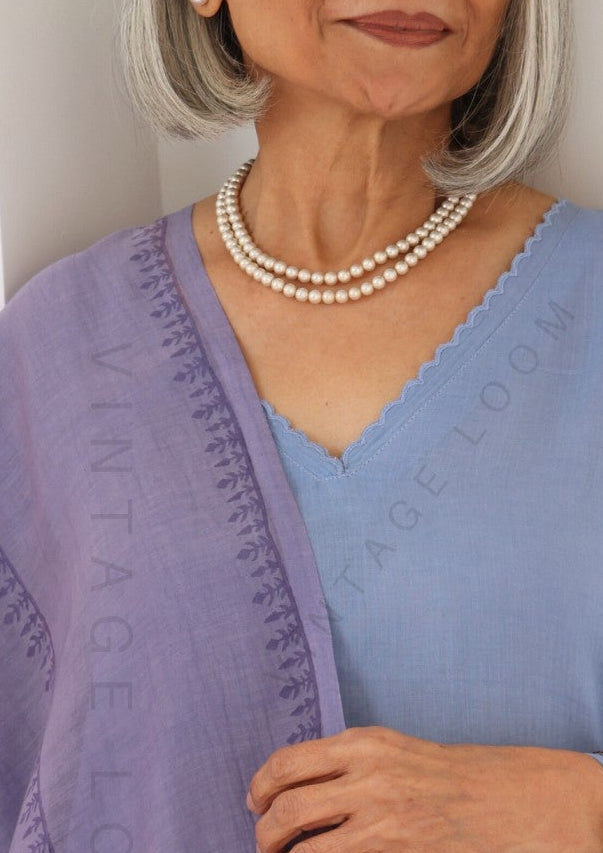 Breeze Blue Pure Cotton Suit Set