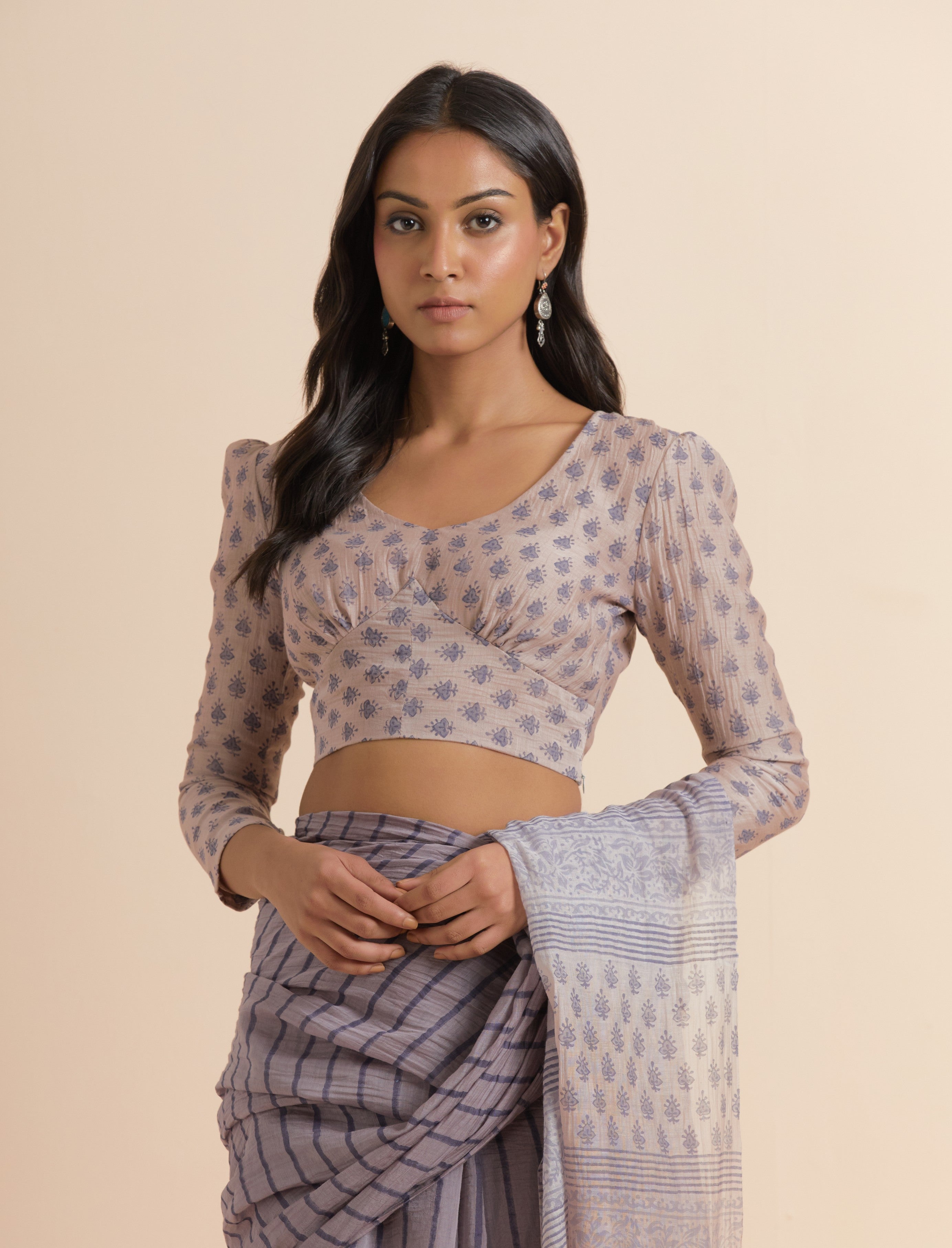 Thunder Grey Chanderi silk Saree
