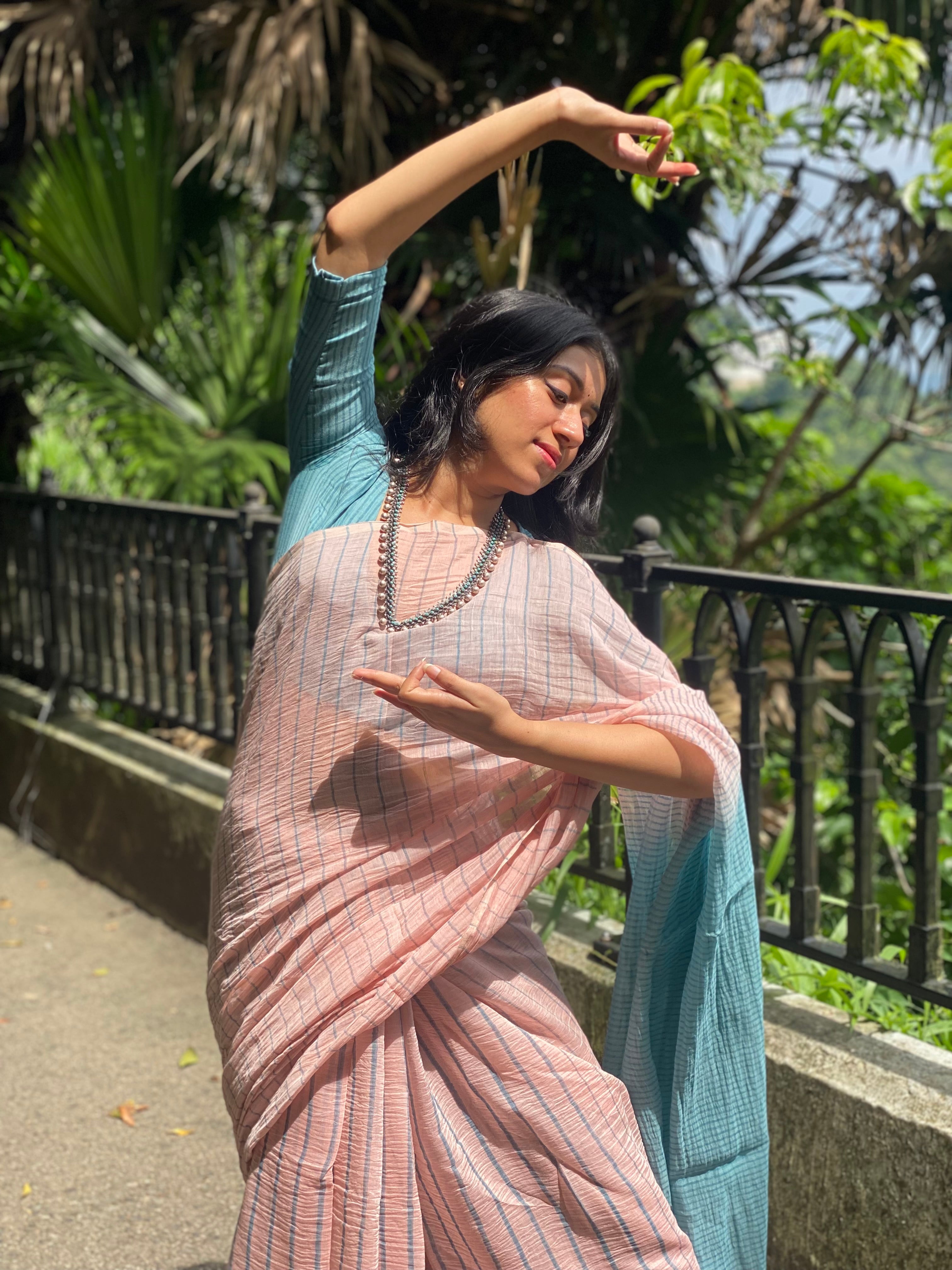 Ballerina Pink Chanderi silk Saree