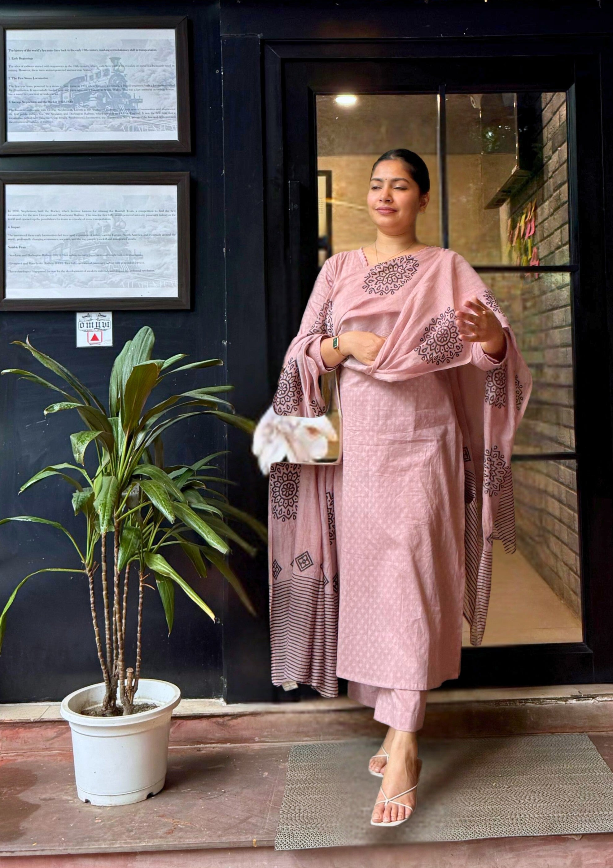 Old Rose Pure Cotton Suit Set