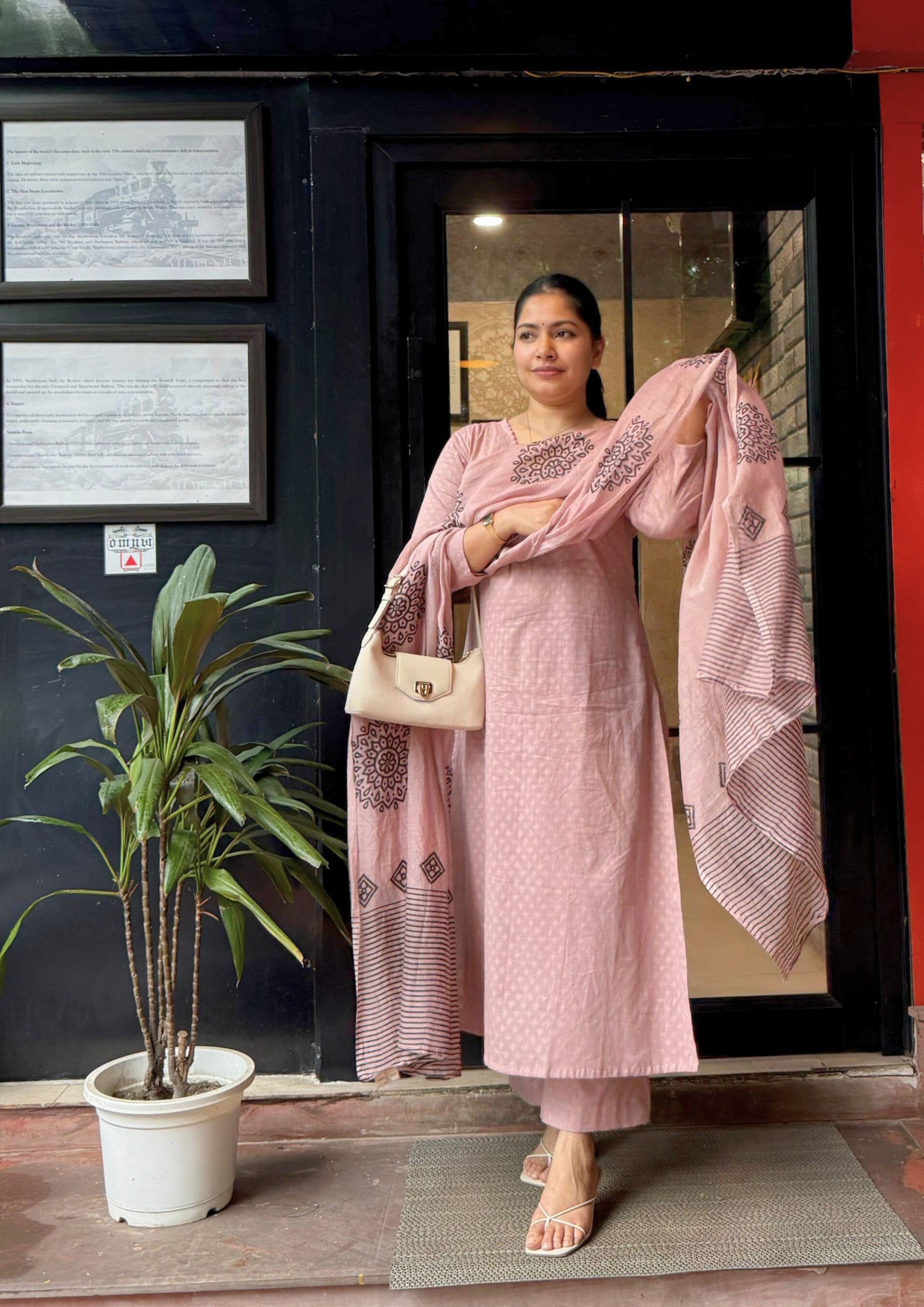 Old Rose Pure Cotton Suit Set