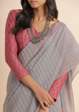 Load image into Gallery viewer, Smoke Grey Chanderi silk Saree
