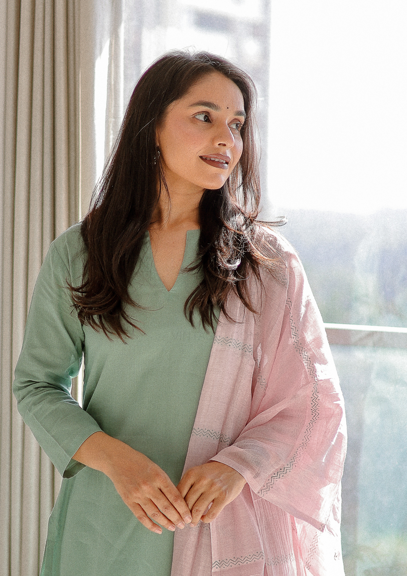 Apple Green Pure Cotton Suit Set