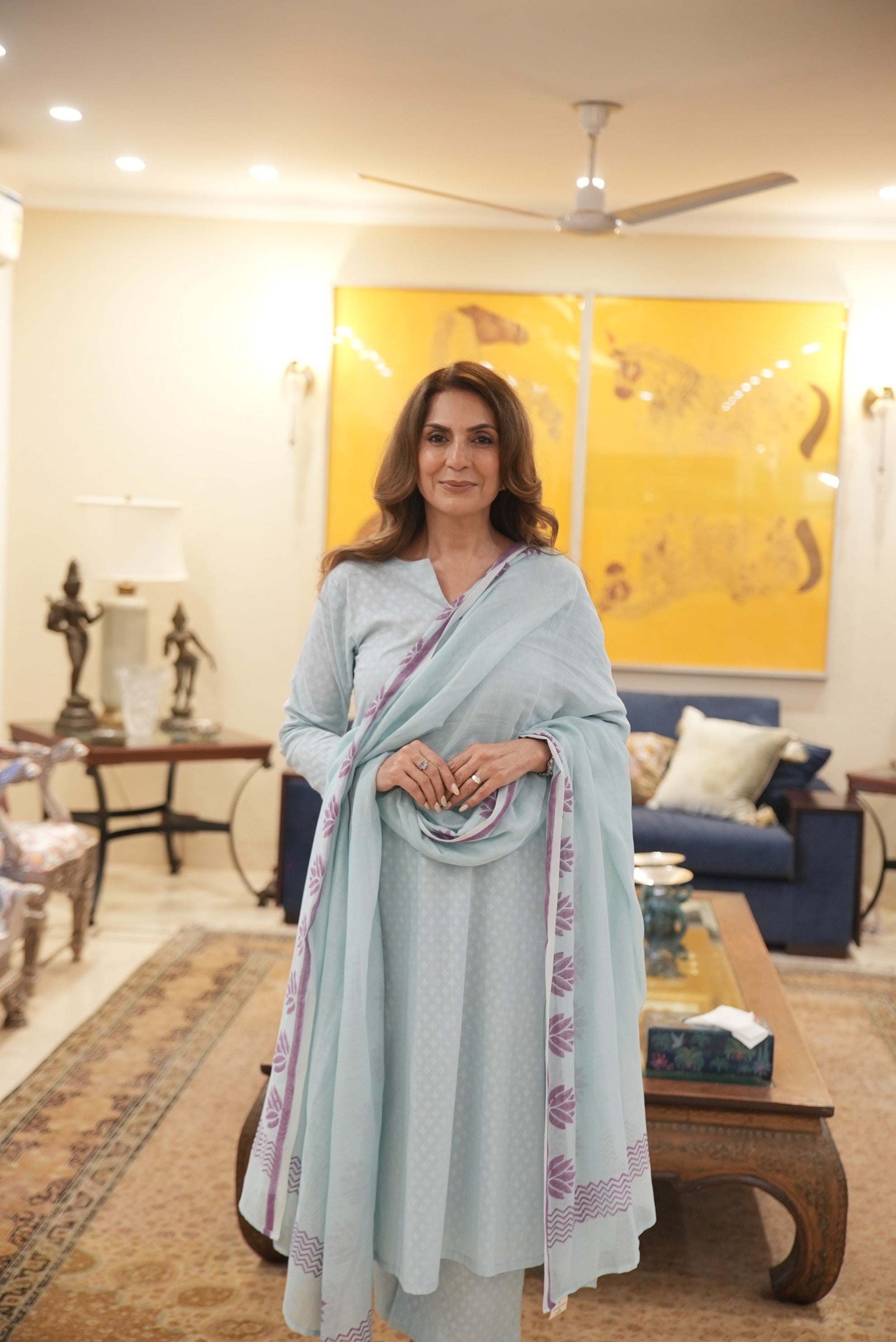 Sky Blue Pure Cotton Suit Set