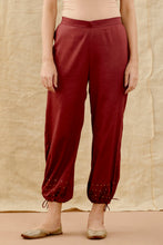 Load image into Gallery viewer, Set Of Two Brown Embroidered Chanderi Straight Kurta With Embroidered Pull String Pant