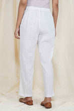 Load image into Gallery viewer, White Slim Fit Textured Cotton Pants
