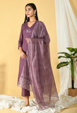 Load image into Gallery viewer, Chidiya Plum Kurta Suit Set
