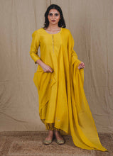 Load image into Gallery viewer, Yellow Embroidered Kota Doria Dupatta