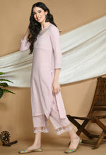Load image into Gallery viewer, Old Rose Self Striped Cotton Kurta and Pants.
