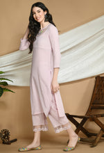Load image into Gallery viewer, Old Rose Self Striped Cotton Kurta and Pants.