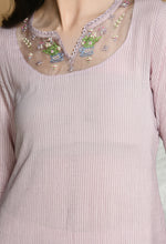 Load image into Gallery viewer, Old Rose Self Striped Cotton Kurta and Pants.
