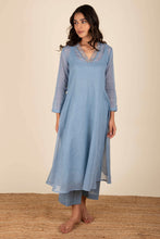 Load image into Gallery viewer, Aaina Ocean Blue Kota doria Suit Set
