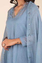 Load image into Gallery viewer, Aaina Ocean Blue Kota doria Suit Set
