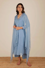Load image into Gallery viewer, Aaina Ocean Blue Kota doria Suit Set